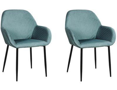 Fauteuil en velours cotelé Giulia (Lot de 2) (Bleu cadet)