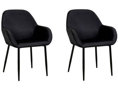 Fauteuil en velours cotelé Giulia (Lot de 2) (Noir)