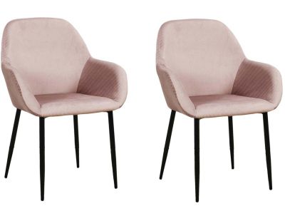 Fauteuil en velours cotelé Giulia (Lot de 2) (Rose poudré)