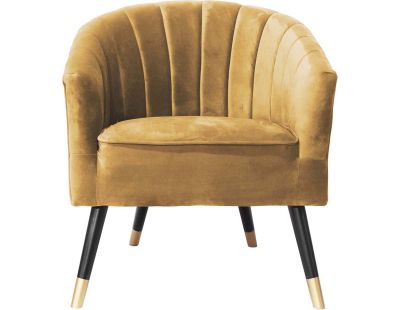 Fauteuil en velours  pieds en bois bicolores Royal (Ocre)