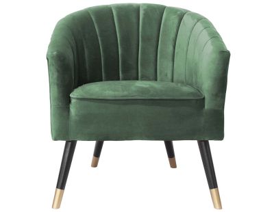 Fauteuil en velours  pieds en bois bicolores Royal (Vert foncé)