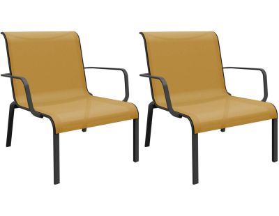 Fauteuils lounge pour l'extérieur en aluminium Cauro (Lot de 2) (Graphite et moutarde)
