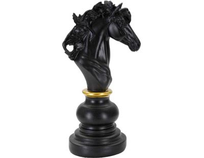 Figurine échec décoratif en polyrésine noire et dorée (Cavalier modèle 1)