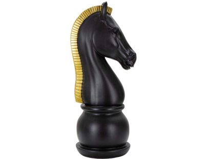 Figurine échec décoratif en polyrésine noire et dorée (Cavalier modèle 2)