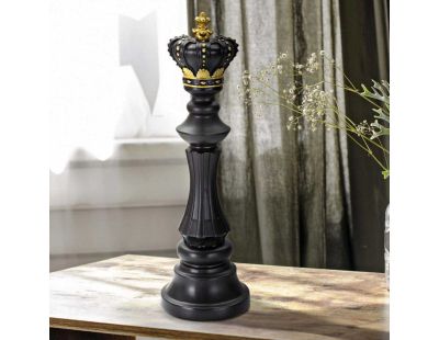 Figurine échec décoratif en polyrésine noire et dorée (Roi modèle 2)