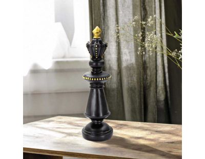 Figurine échec décoratif en polyrésine noire et dorée (Roi modèle 1)