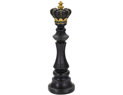 Figurine échec décoratif en polyrésine noire et dorée (Roi modèle 2)