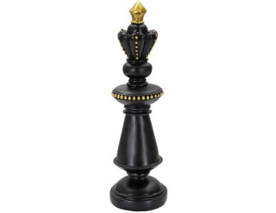 Figurine échec décoratif en polyrésine noire et dorée (Roi modèle 1)