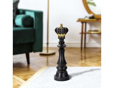 Figurine échec décoratif en polyrésine noire et dorée (Roi modèle 3)