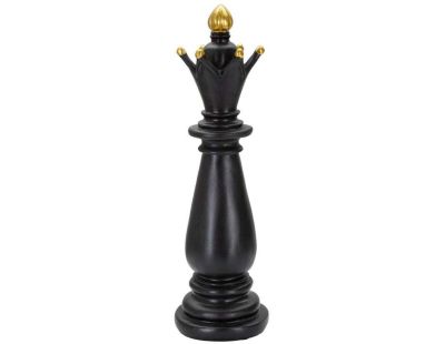 Figurine échec décoratif en polyrésine noire et dorée (Fou)