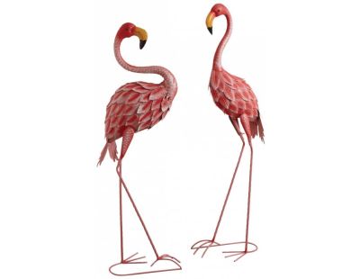 Flamant rose en métal laqué (Lot de 2)