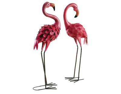 Flamant rose en métal laqué mat (Lot de 2)