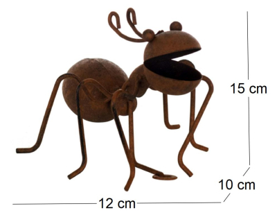 Fourmi décorative en métal vieilli (12 x 10 x 15 cm)