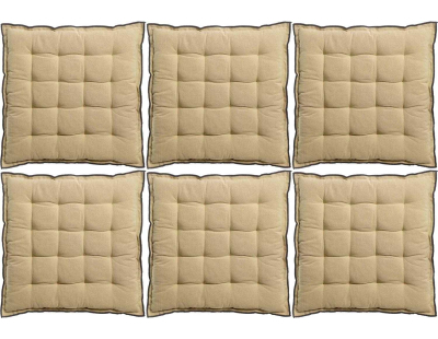 Galette de chaise en coton recyclé Grace (Lot de 6) (Camel)