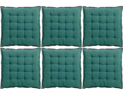 Galette de chaise en coton recyclé Grace (Lot de 6) (Paon)