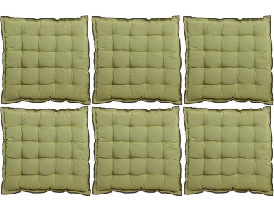 Galette de chaise en coton recyclé Grace (Lot de 6) (Vert jardin)
