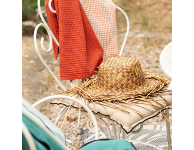 Galette de chaise en coton recyclé Grace (unitaire) (Camel)