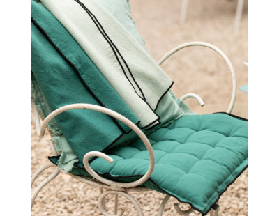 Galette de chaise en coton recyclé Grace (unitaire) (Paon)