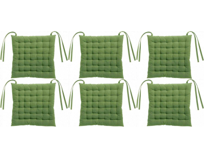 Galette de chaise en coton recyclé 36 points Zea vert (Lot de 6)