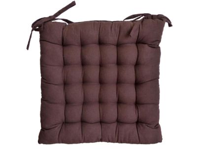 Galette de chaise en coton uni 40 cm 25 points (Chocolat)