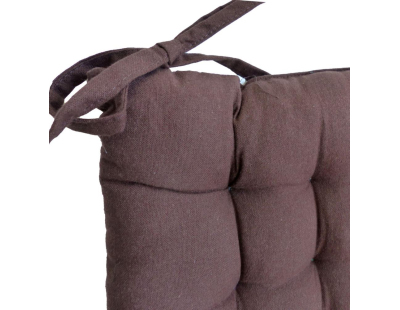 Galette de chaise en coton uni 40 cm 25 points (Chocolat)