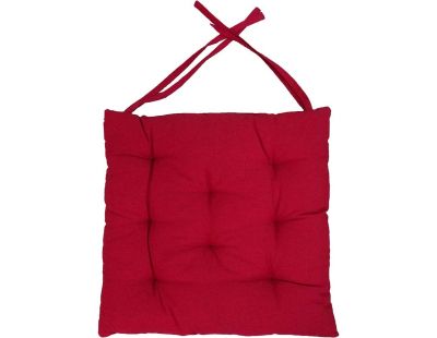 Galette de chaise en coton uni 40 cm 8 points (Rouge)