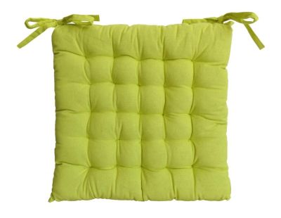 Galette de chaise en coton uni 40 cm 25 points (Vert Anis)