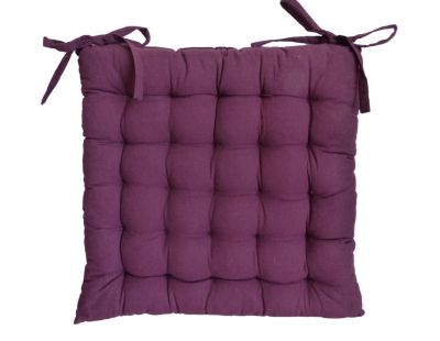 Galette de chaise en coton uni 40 cm 25 points (Aubergine)