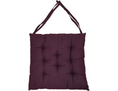 Galette de chaise en coton uni 40 cm 8 points (Aubergine)