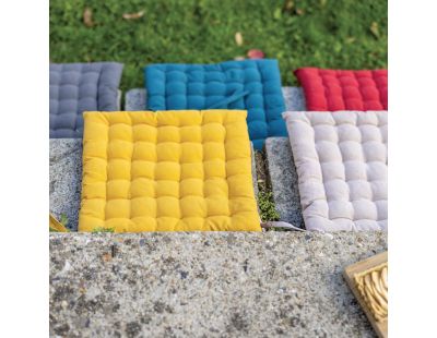 Galette de chaise 36 points en coton recyclé Zea 38 x 38 x 3 cm (Tournesol)