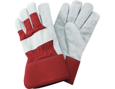 Gants de jardinage renforcés tissu et cuir Gloves (Rouge gris - Taille L)