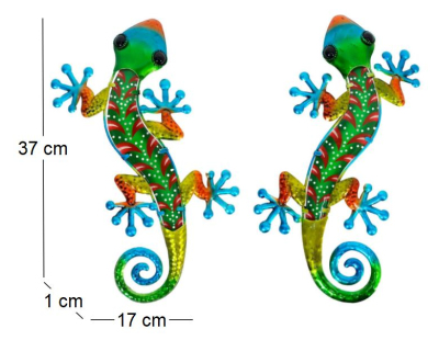 Gecko décoratif en métal et verre multicolore Feuilles