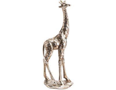 Girafe debout en polyrésine argenté