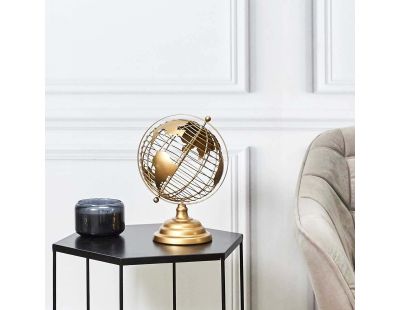 Globe terrestre décoratif en métal doré