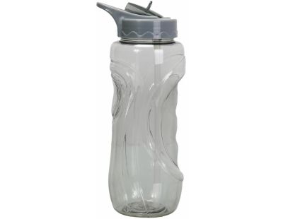 Gourde de sport bouchon avec paille 900 ml (Gris)