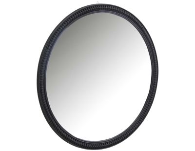 Grand miroir rond en rotin noir