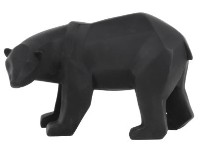 Grand ours en résine mat Origami (Noir)