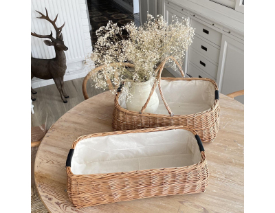 Grand panier rectangulaire en osier et coton