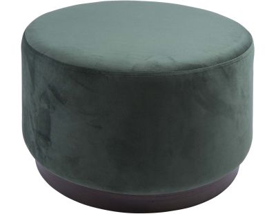 Grand pouf rond en velours et bois (Vert foncé)