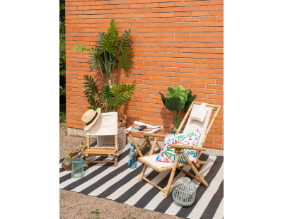 Grand tapis d'extérieur en polypropylène 160 x 230 cm (Rayures - Noir)