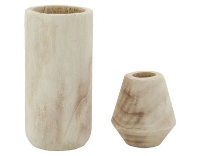 Grand vase rond en bois clair