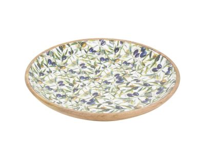 Grande corbeille en bois de manguier et résine - Olives (Plat)