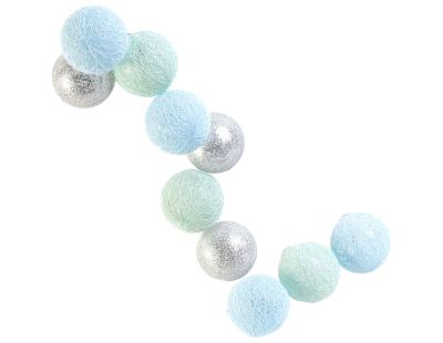 Guirlande lumineuse boules colorées 10 LED 1,92 m (Bleu, Gris, Vert)