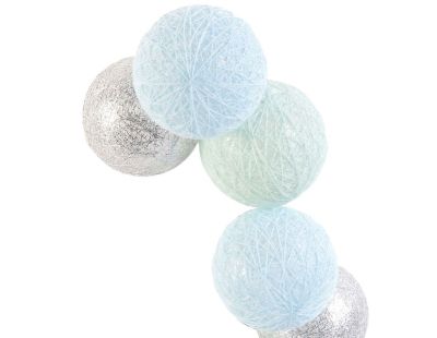 Guirlande lumineuse boules colorées 10 LED 1,92 m (Bleu, Gris, Vert)