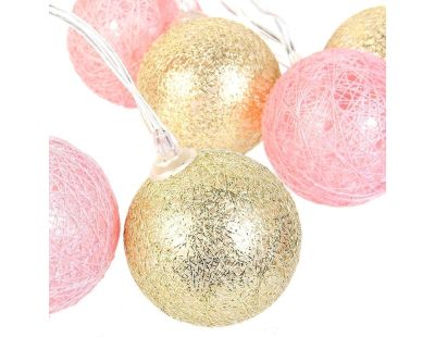 Guirlande lumineuse boules colorées 10 LED 1,92 m (Rose, Doré)