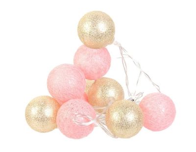 Guirlande lumineuse boules colorées 10 LED 1,92 m (Rose, Doré)