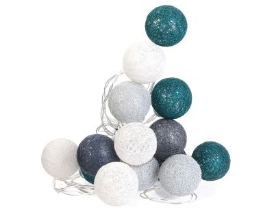 Guirlande lumineuse boules colorées 20 LED 3,72 m (Bleu, Gris, Vert)