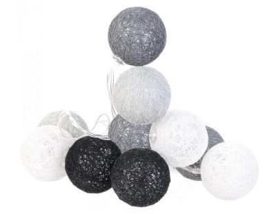 Guirlande lumineuse boules colorées 10 LED 1,92 m (Gris, Noir, Blanc)