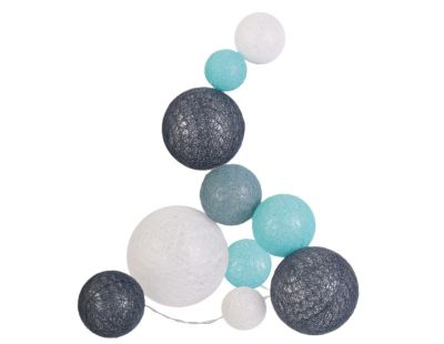 Guirlande lumineuse boules colorées 10 leds multi-tailles (Bleu, Gris, Blanc)