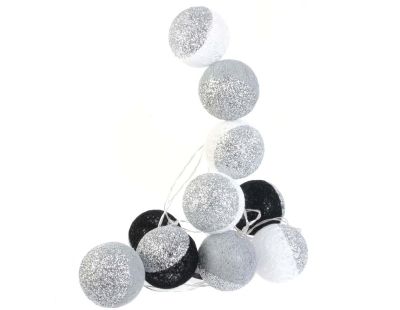 Guirlande lumineuse boules pailletées 10 leds (Noir, Argent)